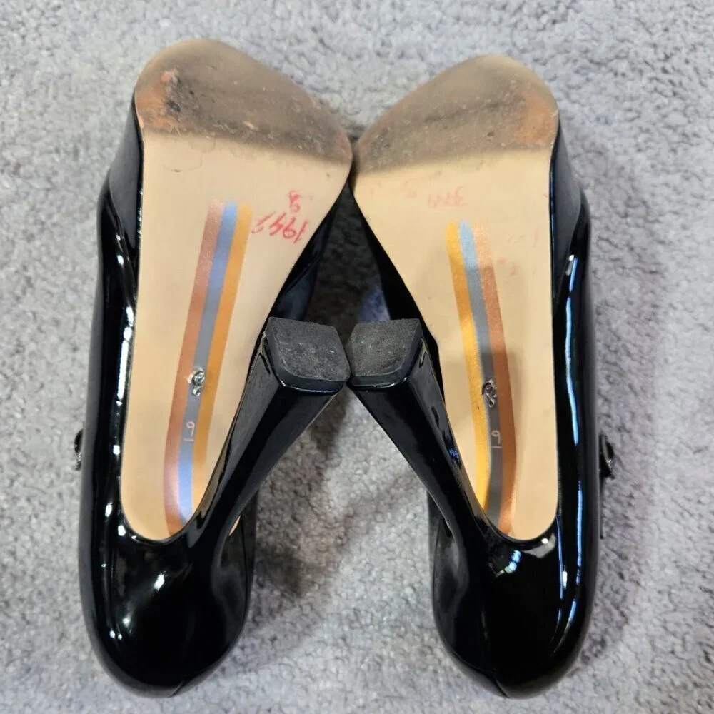 Sam Edelman Arie Black Patent Faux Leather Pointed Toe Platform Stiletto Pumps